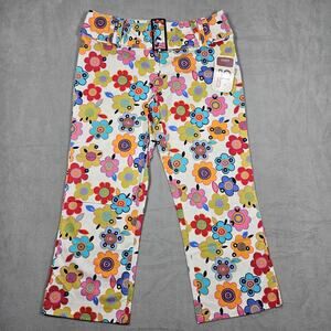 Vintage Y2K Nobo Capris Juniors Sz 7 Floral Lowrise Stretch Hippie Festival NOS
